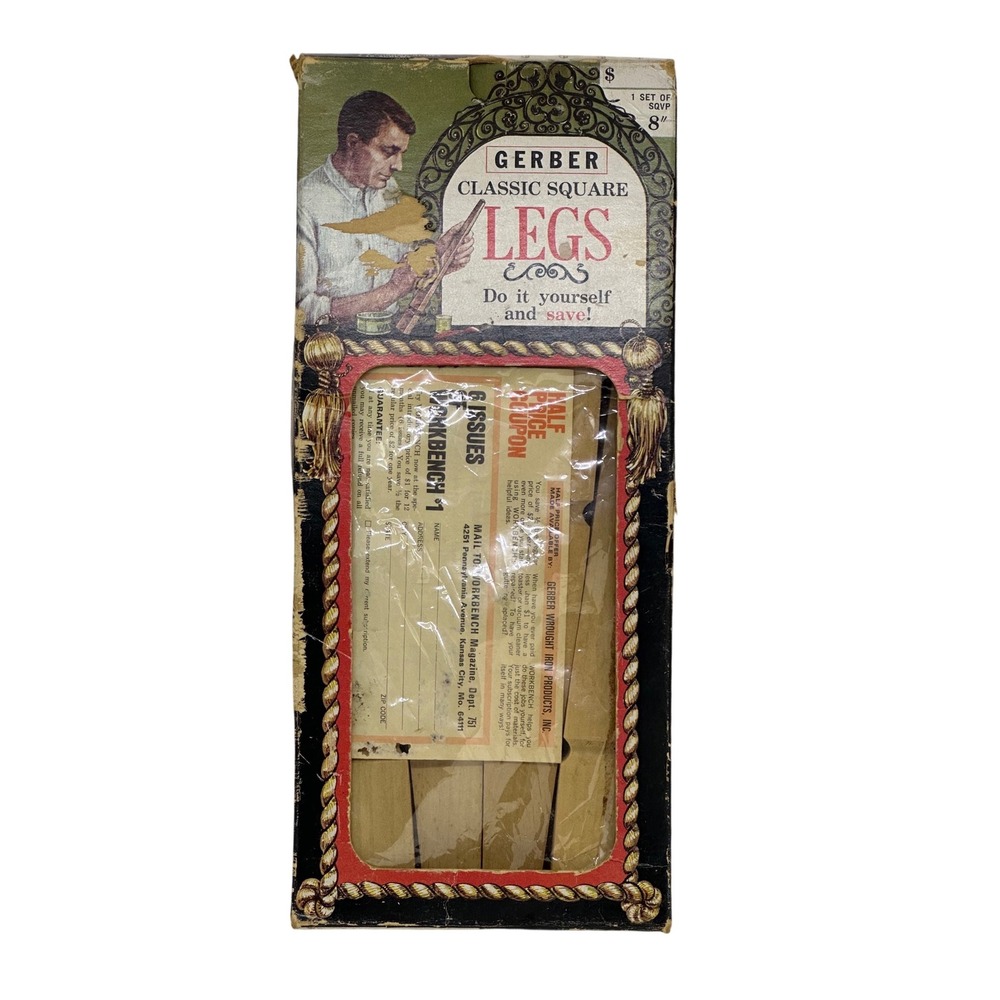 VTG Gerber Classic Square Legs Wood Natural Tapered Furniture Mid Century 8 Inch